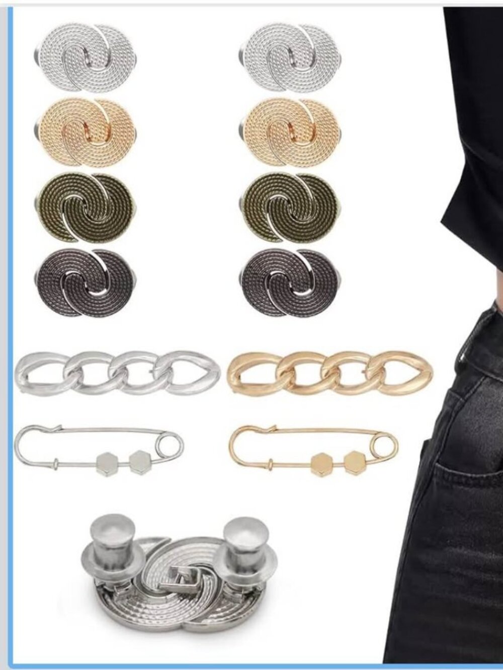 12 Set Pant Waist Tightener Adjustable Buttons Pins